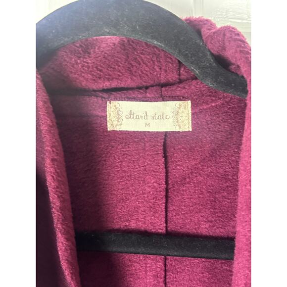 Altard State Fleece Vest Women’s M | Open Front Burgundy Drape Pockets Cozy - Picture 2 of 6